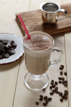 coffee, chocolate, milkshake in a glass cup.の写真素材