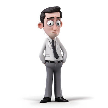 businessman with very sad pose 3d cartoon on a white backgroundの素材