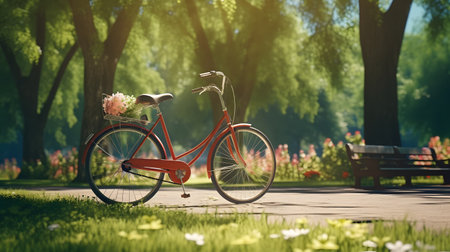 bicycle in fresh summer park.の素材
