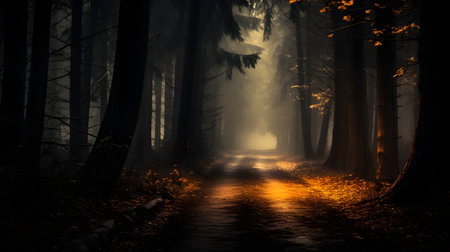 mysterious pathway foothpath in the dark goggy forest.の素材