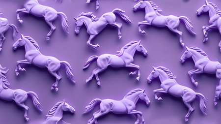 purple seamless pattern with small black horseの素材