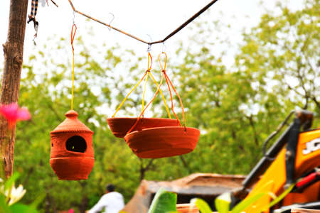 Crafts Clay Natural Nest House for Robin and Other Garden Birdsの写真素材