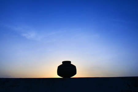 A close up shot of an earthen pot or a clay potの写真素材