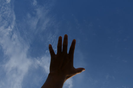 Counting with finger, finger concept, hand work, hand conceptの写真素材