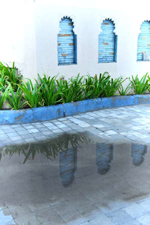 BRICKS SETUP IN WINDOW, WINDOW DESIGN, BRICKS BACKGROUNDの写真素材