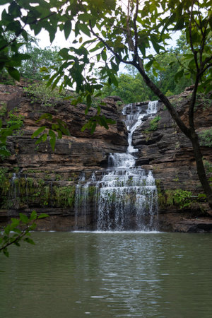 The Pandav Falls is a waterfall in the Panna district in the Indian state of Madhya Pradeshの写真素材