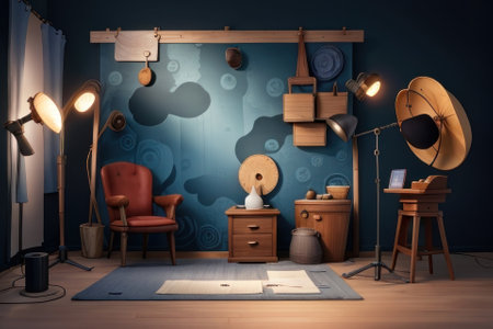Interior of child room with furniture. 3d illustration. Mock upの素材