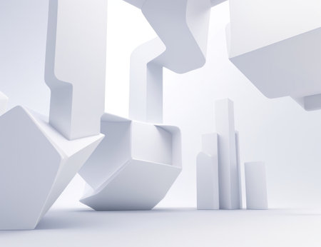 Abstract white background with 3d geometric shapes. 3d render illustrationの素材