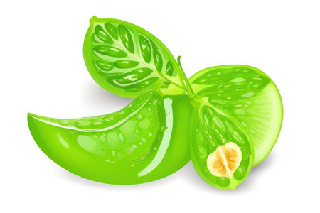 Slices of lemon on a white background. Vector illustration.の素材