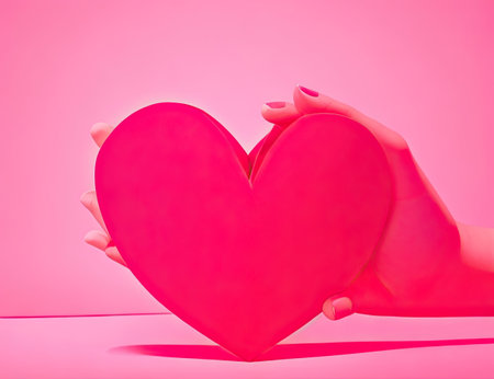 Pink heart on a pink background. 3d render. Love concept.の素材