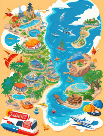 Aquapark on the island of Hawaii. Vector illustration.の素材