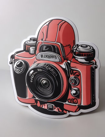 Vintage camera isolated on grey background. Vector illustration. Eps 10.の素材