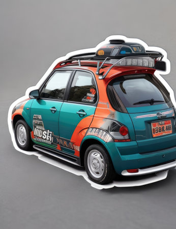 The image of a modern car on a gray background, 3d renderの素材