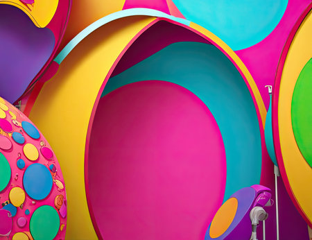 Colorful abstract background with geometric shapes. 3d render illustration.の素材