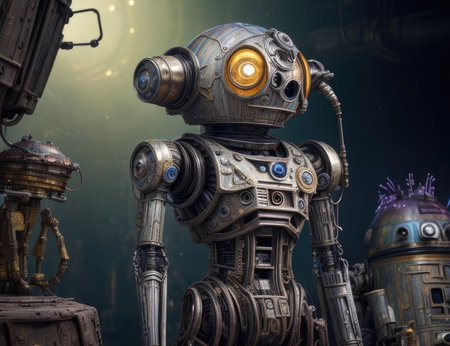 3D CG rendering of robot. High resolution photo. Full depth of field.の素材