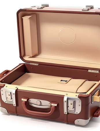 Suitcase on a white background. 3d rendering. Computer digital drawing.の素材