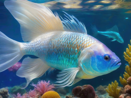 Beautiful and colorful underwater world with corals and tropical fish.の素材