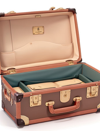 Suitcase isolated on white background. 3D illustration. Vintage style.の素材