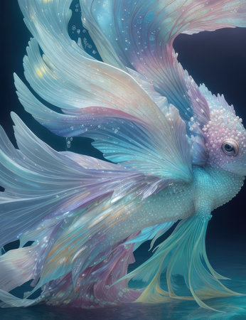 Betta splendens (Halfmoon betta ) in blue water.の素材