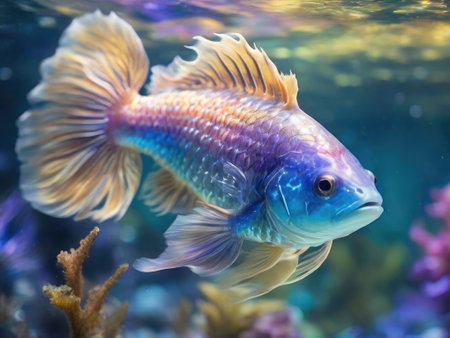 Beautiful colorful fish in the aquarium. Aquarium fish background.の素材