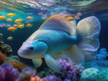 Tropical fish in the aquarium. Colorful underwater world.の素材