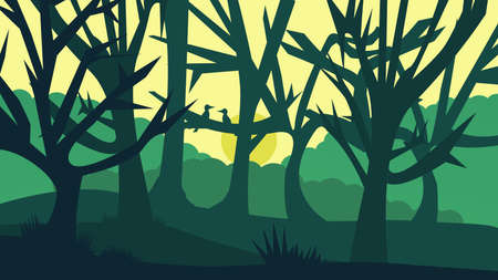 Minimalist Forest landscapeのイラスト素材