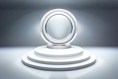 3D white product podium with flat backgroundの素材