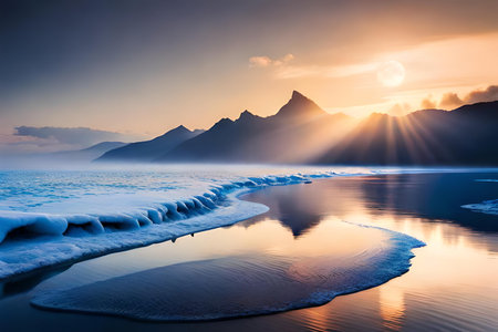 Fantastic winter landscape. Dramatic wintry scene.の素材