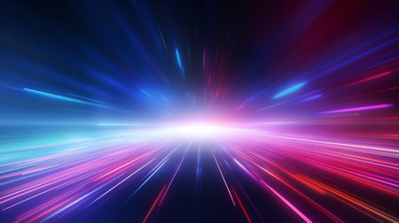abstract speed motion on the road at night with light rays.の素材