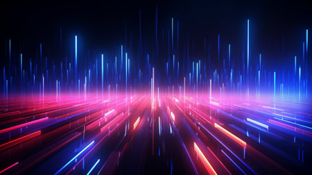 Futuristic technology background with glowing lines and bokeh effectの素材