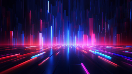 abstract background with glowing neon lines. 3d rendering, 3d illustration.の素材