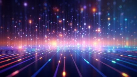 abstract technology background with glowing particles. 3d rendering, illustrationの素材