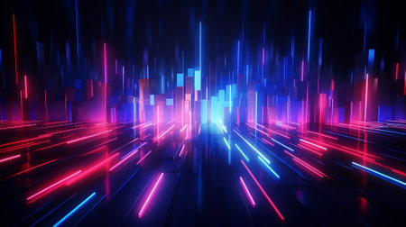 3d rendering of abstract background with neon lights. Futuristic technology style.の素材