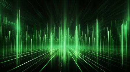 Abstract background with green lines and bokeh effect. 3d renderingの素材