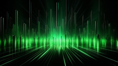 Abstract technology background with green lines. 3d rendering, 3d illustration.の素材