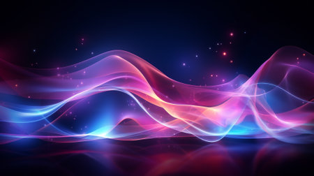 abstract background, glowing waves in the dark, vector art illustrationの素材