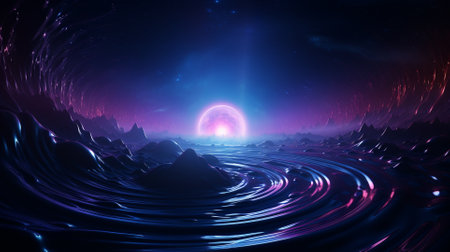 Fantasy alien planet. Digital art. 3d rendering. Computer digital drawing.の素材