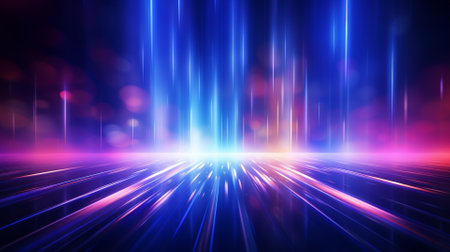 abstract background with glowing lines and bokeh, 3d renderの素材