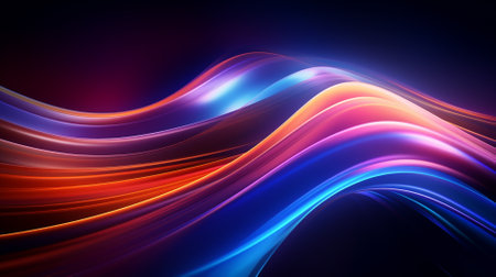 abstract background with glowing wavy lines in blue and red colorsの素材