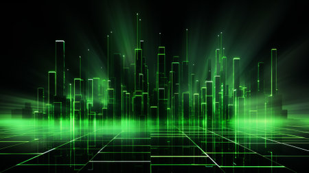 abstract future technology background, glowing lines and dots, 3d renderの素材