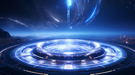 Futuristic sci-fi background. Virtual reality concept. 3D Renderingの素材