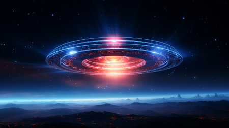 Futuristic alien planet with luminous swirling. 3d renderingの素材