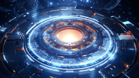 Abstract technology background. Futuristic interface. 3d rendering, 3d illustration.の素材