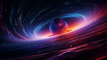 Futuristic space background with planets, stars and nebula.の素材