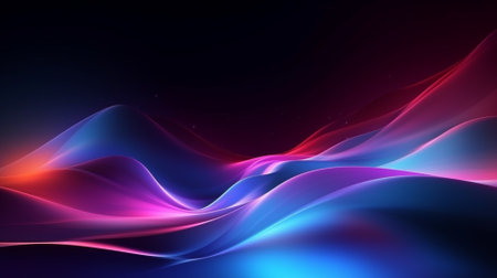 abstract background with glowing wavy lines in blue and pink colorsの素材