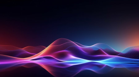 abstract background with blue and purple wave lines, 3d renderの素材
