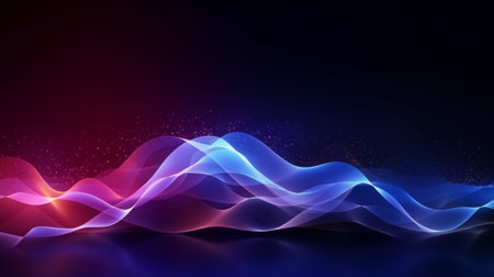 Abstract background with dynamic waves. Futuristic technology style. Vector illustration.の素材