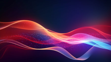 Vector abstract background, futuristic wavy illustration. Red and blue colorsの素材