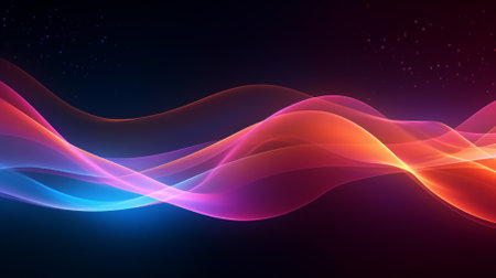 abstract background with blue and red waves, vector art illustration.の素材