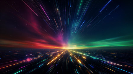 Futuristic technology background with glowing lines and bokeh effectの素材